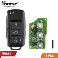 [EU/UK/US Ship] XHORSE XKB501EN Volkswagen VW B5 Style Special Wired Remote Key 3 Buttons 5pcs/lot