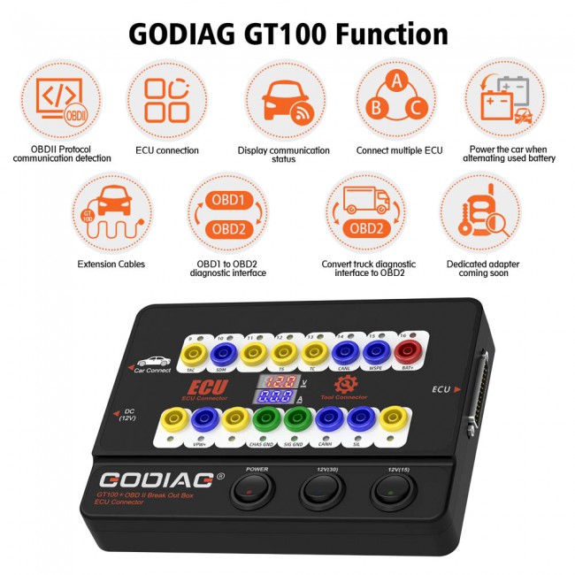 GODIAG GT100+ GT100 Pro Breakout Box Adds Electronic Current Display and CAN BUS Cummunication