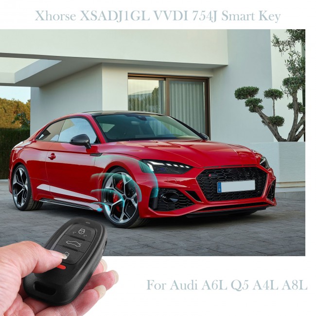 [In Stock] New Version Xhorse VVDI Audi 754J Smart Key XSADJ1GL 315MHZ 433MHZ 868MHZ for A6L Q5 A4L A8L with Key Shell Works with VVDI 2 Mini Key Tool