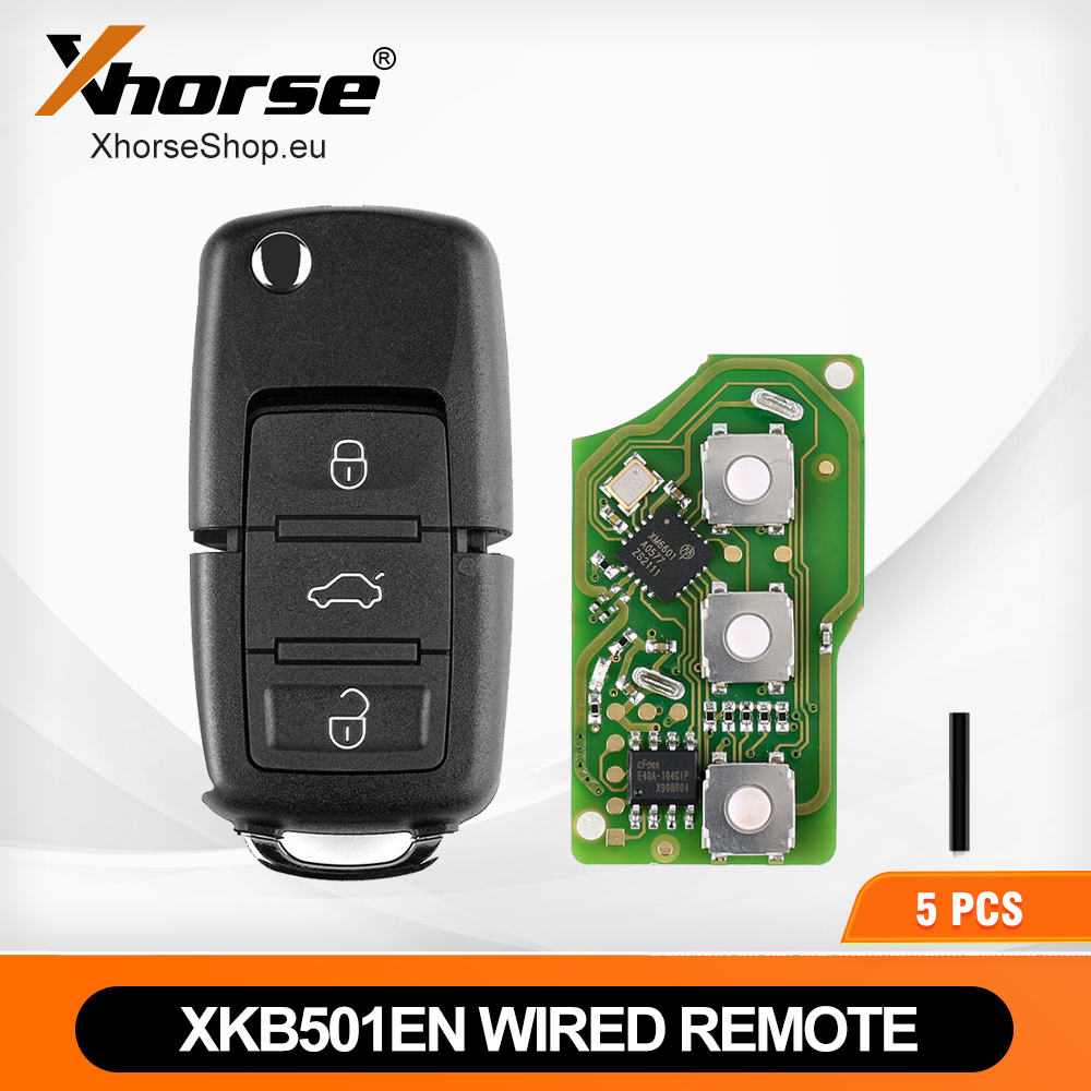 [EU/UK/US Ship] XHORSE XKB501EN Volkswagen B5 Style Special Wired Remote Key 3 Buttons 5pcs/lot