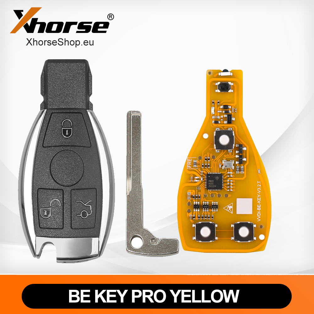 XHORSE VVDI BE Key Pro Yellow PCB Board Without Bonus with Benz Key Shell 3 buttons Complete Key without Benz Logo 315MHZ/433MHZ 5pcs/lot