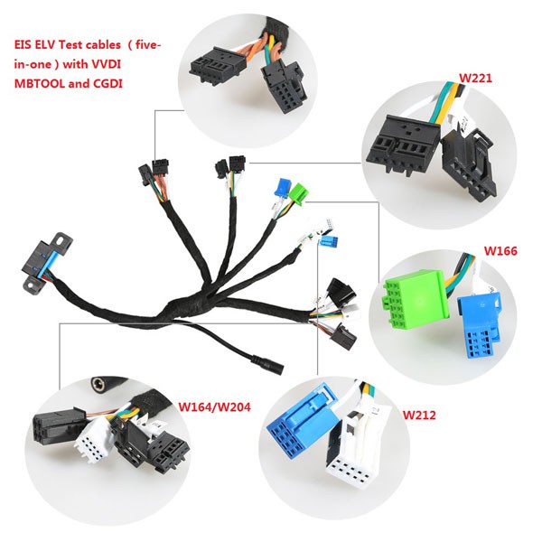 (Ship from EU/UK) Benz EIS ELV Test cables 5-in-1 Works Together with VVDI MB TOOL Key Tool Plus