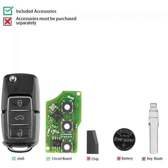 Xhorse XKB506EN Wire Remote Key for VW B5 (Black) 3 Buttons 1PC
