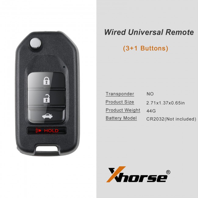 XHORSE XKHO01EN Honda Style Wire Universal Remote Key - 3+1/ 4 Buttons for VVDI Key Tool, VVDI2 5PCS/lot