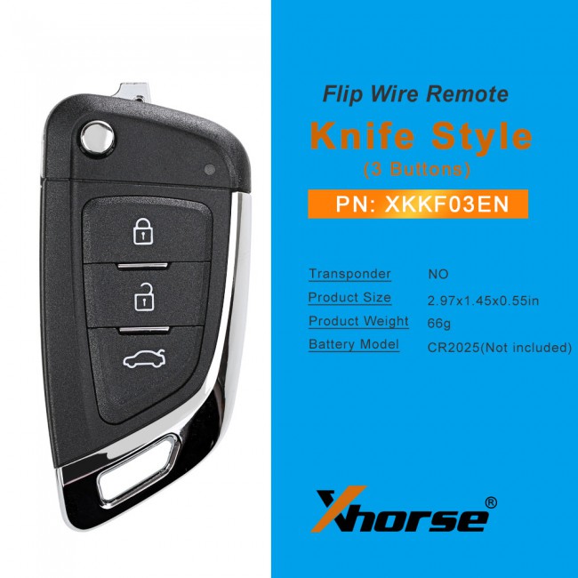 Xhorse XKKF03EN Flip Type Wire Universal Remote Key 3 Buttons for VVDI Key Tool, VVDI Mini Key Tool 5pcs/lot
