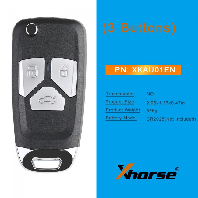 XHORSE XKAU01EN VVDI Universal Flip Wired Remote Key for AUDI 3 Button 5pcs/lot