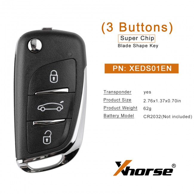 [EU/UK Ship] Xhorse VVDI Super Remote Key DS B5 Style 3 Buttons XEDS01EN 5pcs/lot