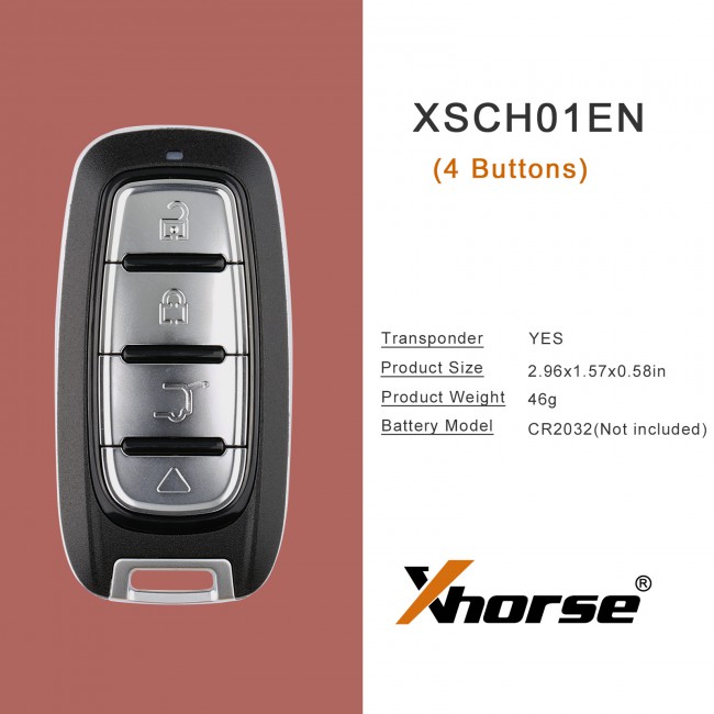 Xhorse XSCH01EN KE.LSL Chrysler Style XM38 Universal Smart Key Type 4 Buttons Newly Add 8A 4D