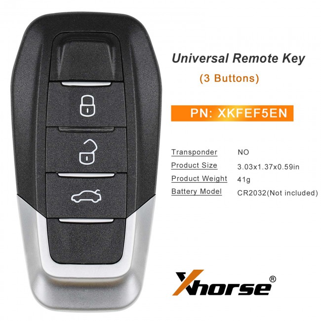 Xhorse XKFEF5EN Universal Remote Key Wired Folding Key 3 Buttons Bright Black FA.LL Type 5pcs/lot