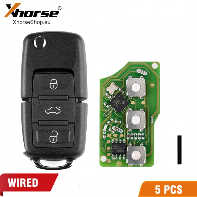 [EU/UK/US Ship] XHORSE XKB501EN Volkswagen B5 Style Special Wired Remote Key 3 Buttons 5pcs/lot