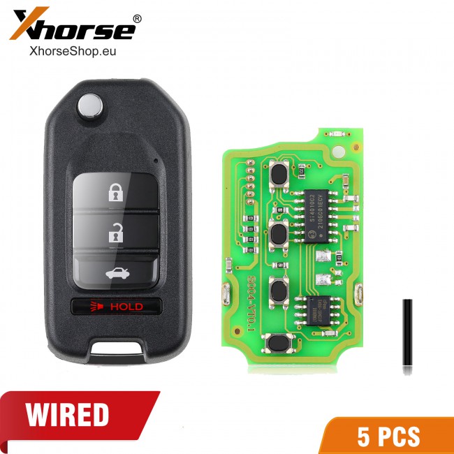 XHORSE XKHO01EN Honda Style Wire Universal Remote Key - 3+1/ 4 Buttons for VVDI Key Tool, VVDI2 5PCS/lot