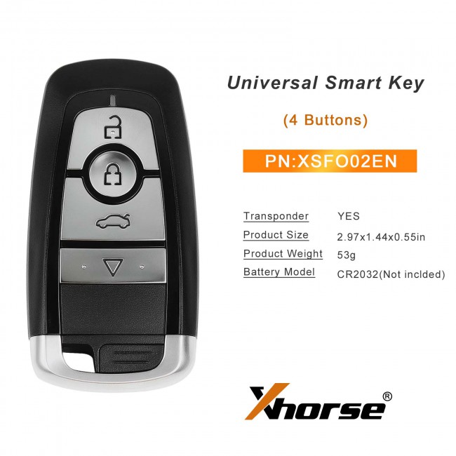 Xhorse XSFO02EN XM38 Series Universal Smart Key Ford Type 4 Buttons 5pcs/lot