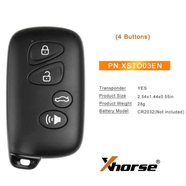 XHORSE XSTO03EN XM38 Series Toyota Style 4-Button Universal Smart key 1PC