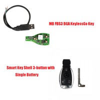 MB FBS3 BGA KeylessGo Key + Best Quality Benz Smart Key Shell 3-button with Single Battery