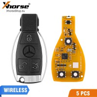 XHORSE VVDI BE Key Pro Yellow PCB Board Without Bonus with Benz Key Shell 3 buttons Complete Key without Benz Logo 315MHZ/433MHZ 5pcs/lot