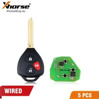 XHORSE XKTO04EN Wired Universal Remote Key Toyota Style 3 Buttons 5pcs/lot