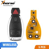 XHORSE VVDI BE Key Pro Yellow PCB Board Without Bonus with Benz Key Shell 4 buttons Complete Key without Benz Logo 315MHZ/433MHZ 5pcs/lot