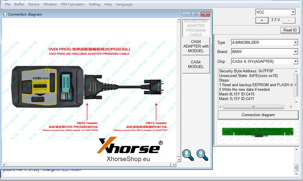 Xhorse XDPGSOGL DB25 DB15 cable